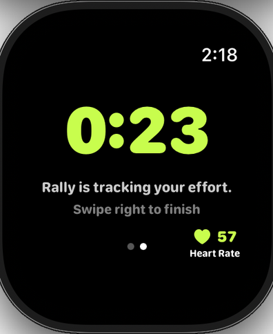 Apple Watch workout tracking screen